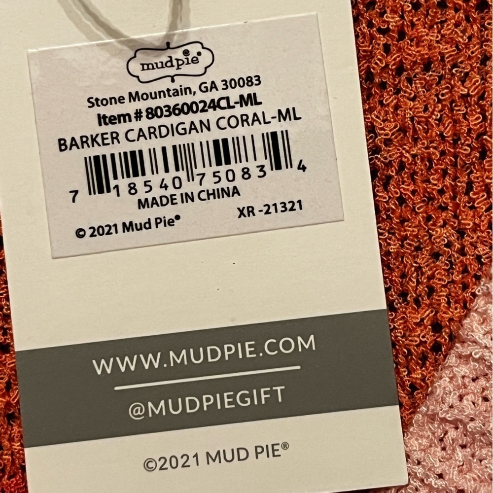 Mud Pie Barker Button Down Cardigan Sz M/L Women Multi Colored - Picture 7 of 8